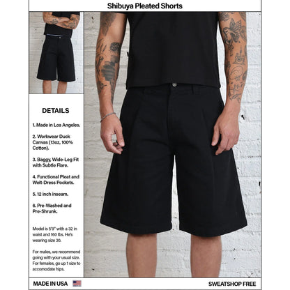 Shibuya Pleated Shorts | Baggy, Wide-Leg