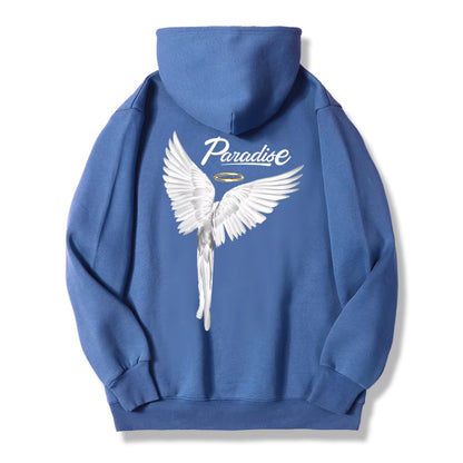 Paradise Angel Wings Pattern Mens Hoodie Fashion New Clothing Pocket All-Match Streetwear Casual Comfortable Hoody for Male