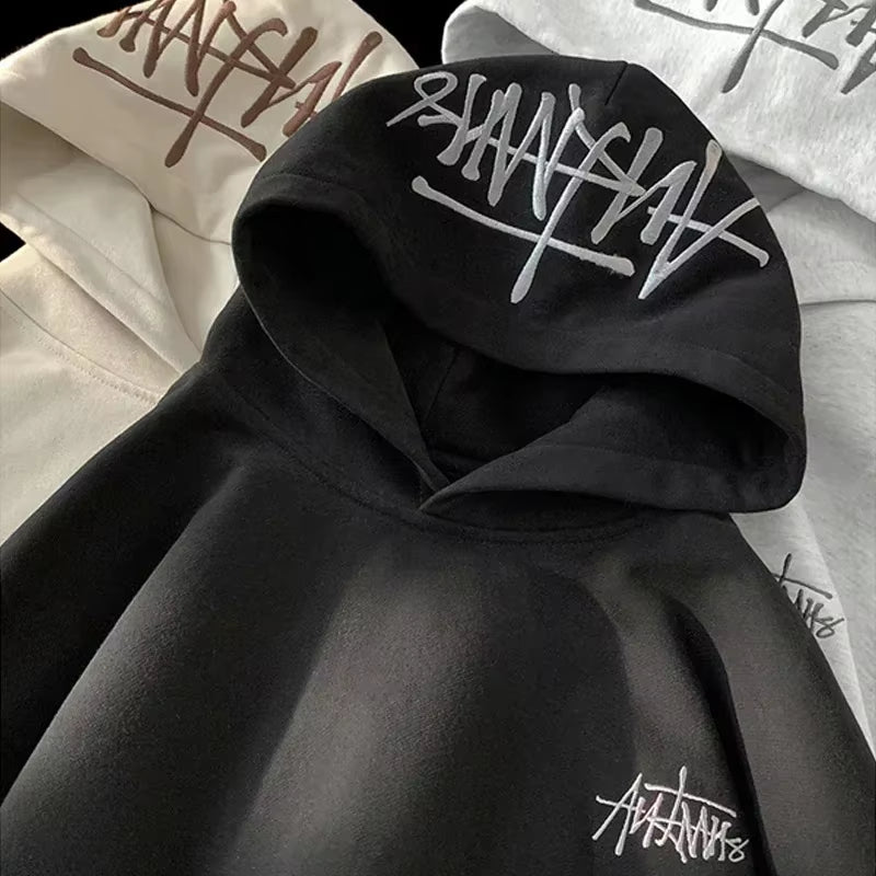 Brand Embroidery Man Hooded Sweatshirts 2025 New Autumn Winter Motion Mens Hoodie Streetwear Fashion Vintage Clothing