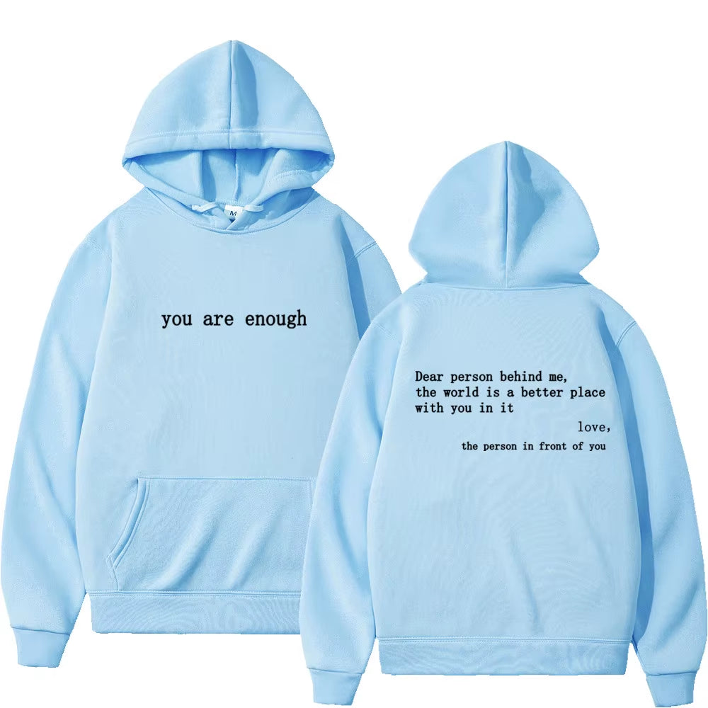 Dear Person behind Me Mens Hoodie with Kangaroo Pocket Pullover Vintage Women Hoodie with Words on Back Unisex Trendy Hoodies