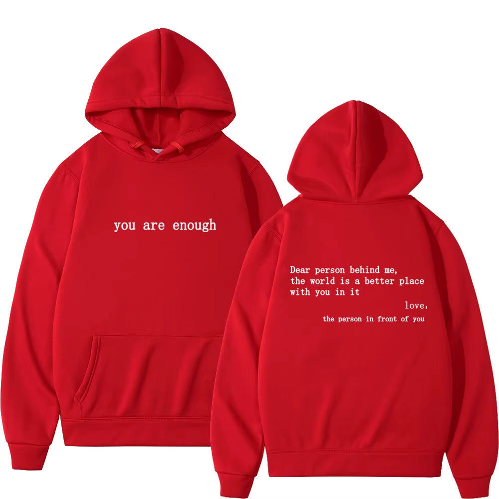 Dear Person behind Me Mens Hoodie with Kangaroo Pocket Pullover Vintage Women Hoodie with Words on Back Unisex Trendy Hoodies