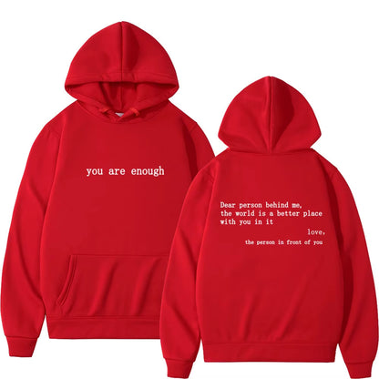 Dear Person behind Me Mens Hoodie with Kangaroo Pocket Pullover Vintage Women Hoodie with Words on Back Unisex Trendy Hoodies
