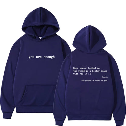 Dear Person behind Me Mens Hoodie with Kangaroo Pocket Pullover Vintage Women Hoodie with Words on Back Unisex Trendy Hoodies