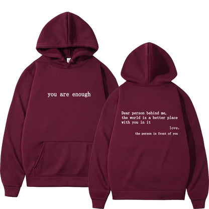 Dear Person behind Me Mens Hoodie with Kangaroo Pocket Pullover Vintage Women Hoodie with Words on Back Unisex Trendy Hoodies