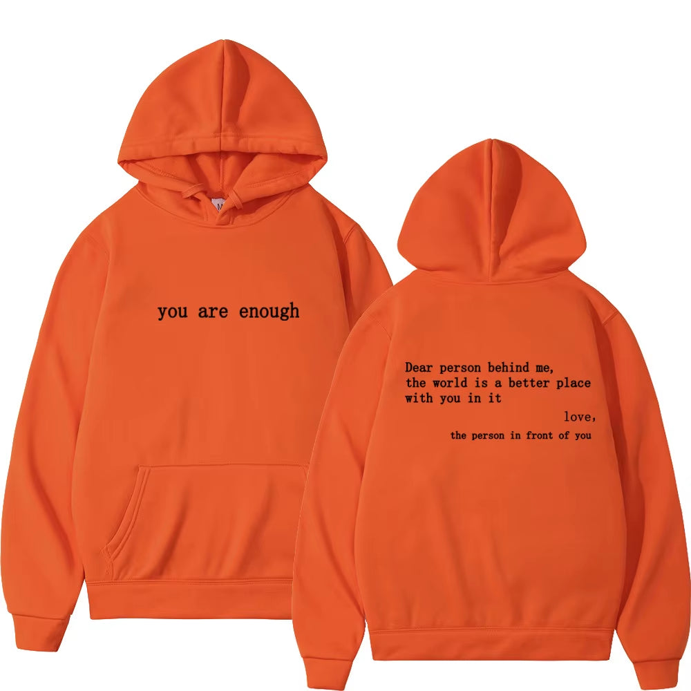 Dear Person behind Me Mens Hoodie with Kangaroo Pocket Pullover Vintage Women Hoodie with Words on Back Unisex Trendy Hoodies