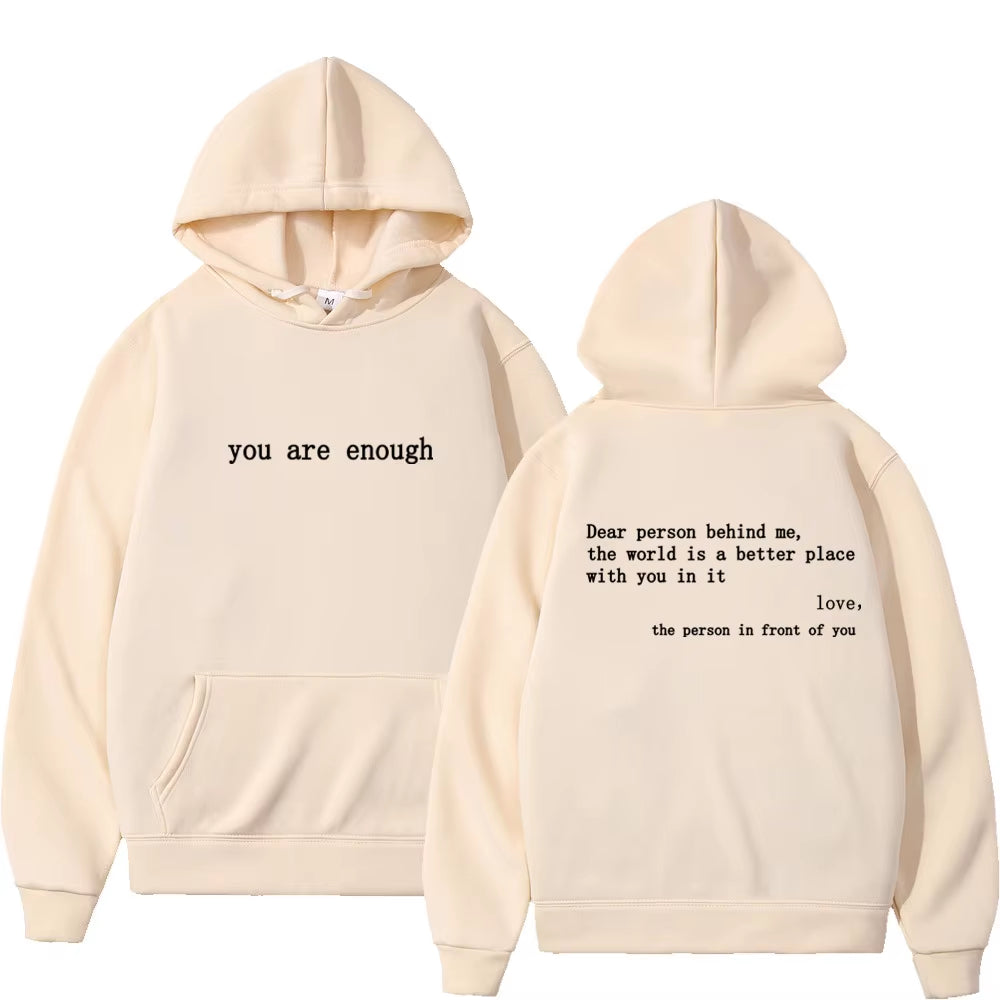 Dear Person behind Me Mens Hoodie with Kangaroo Pocket Pullover Vintage Women Hoodie with Words on Back Unisex Trendy Hoodies