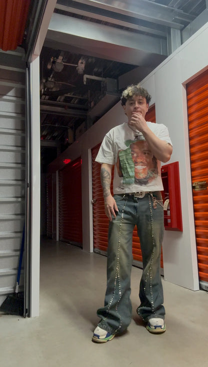 Shaq Money Talk Vintage Boxy T-Shirt Oversized Streetwear Basketball Tees Y2K