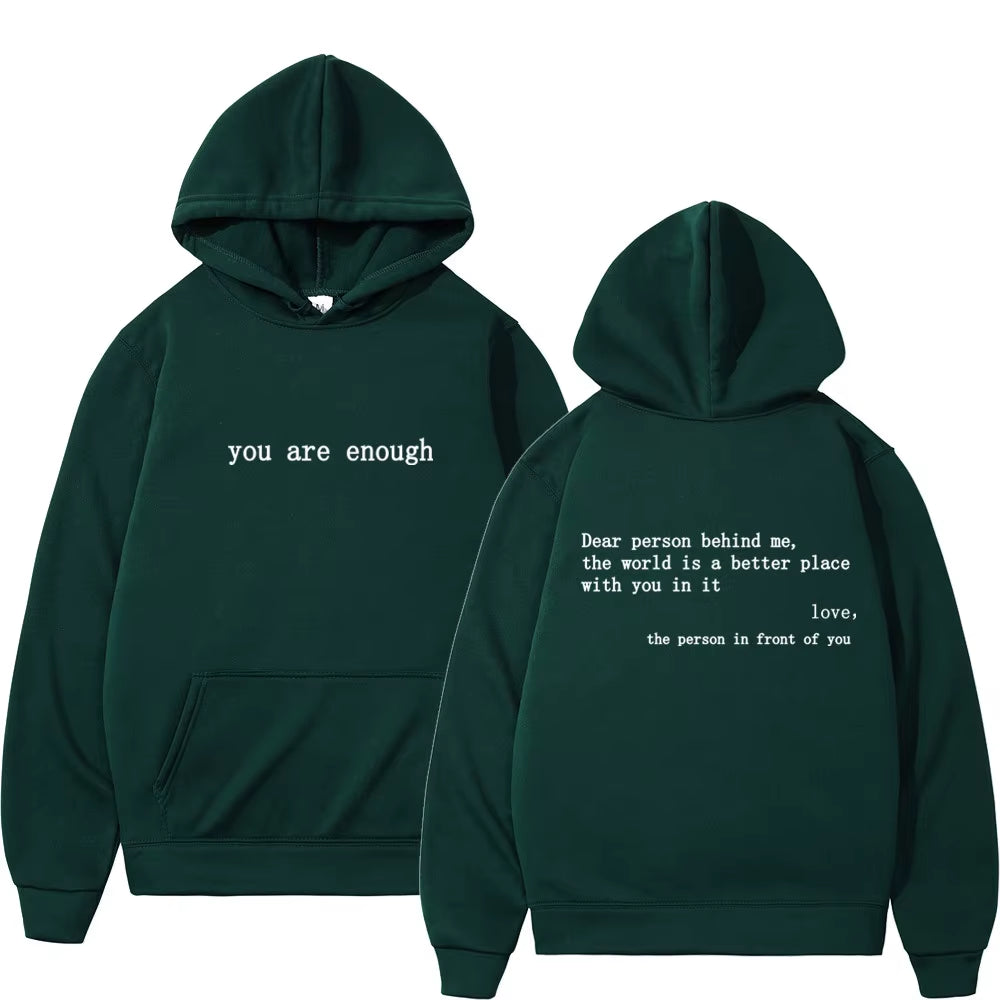 Dear Person behind Me Mens Hoodie with Kangaroo Pocket Pullover Vintage Women Hoodie with Words on Back Unisex Trendy Hoodies