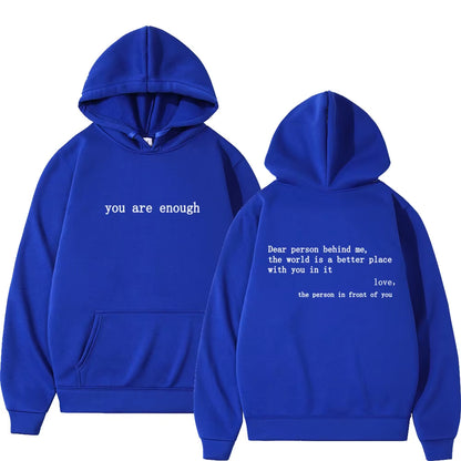 Dear Person behind Me Mens Hoodie with Kangaroo Pocket Pullover Vintage Women Hoodie with Words on Back Unisex Trendy Hoodies