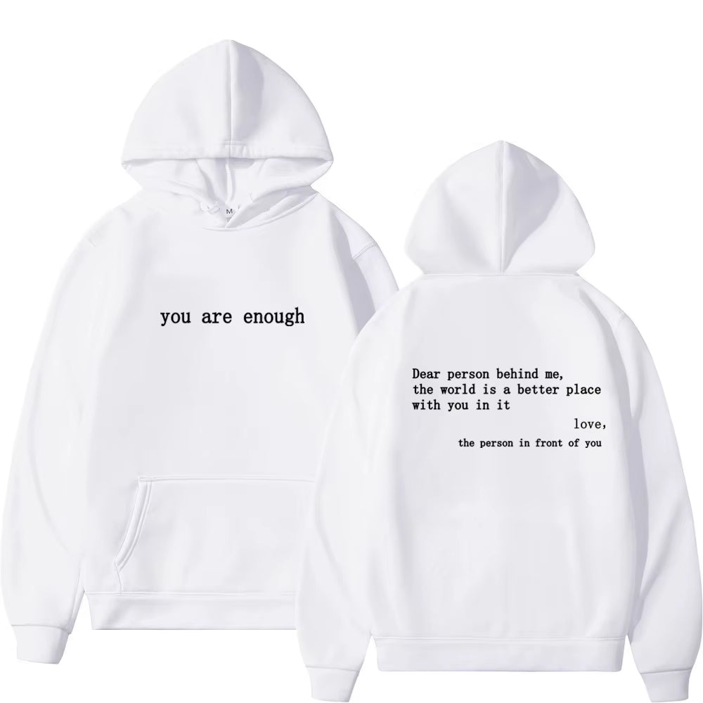 Dear Person behind Me Mens Hoodie with Kangaroo Pocket Pullover Vintage Women Hoodie with Words on Back Unisex Trendy Hoodies