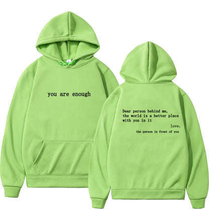 Dear Person behind Me Mens Hoodie with Kangaroo Pocket Pullover Vintage Women Hoodie with Words on Back Unisex Trendy Hoodies
