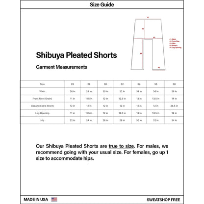 Shibuya Pleated Shorts | Baggy, Wide-Leg