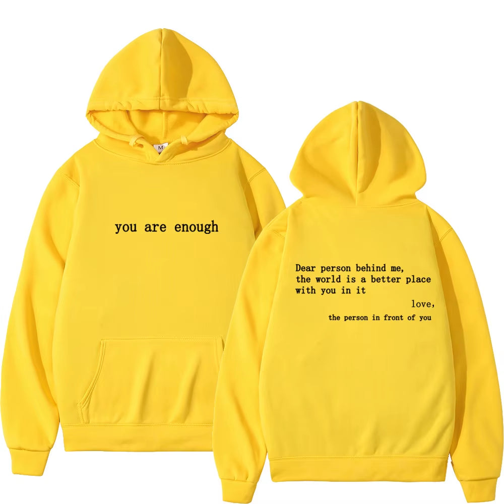 Dear Person behind Me Mens Hoodie with Kangaroo Pocket Pullover Vintage Women Hoodie with Words on Back Unisex Trendy Hoodies