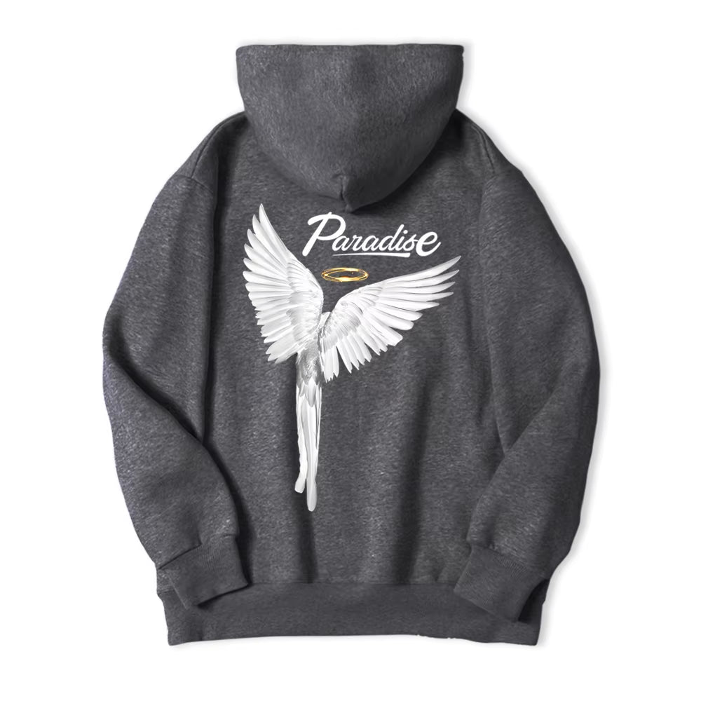 Paradise Angel Wings Pattern Mens Hoodie Fashion New Clothing Pocket All-Match Streetwear Casual Comfortable Hoody for Male
