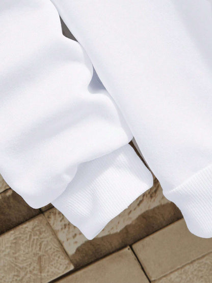 Manfinity Dauomo Men Letter Graphic Thermal Lined Sweatshirt , Fall Winter