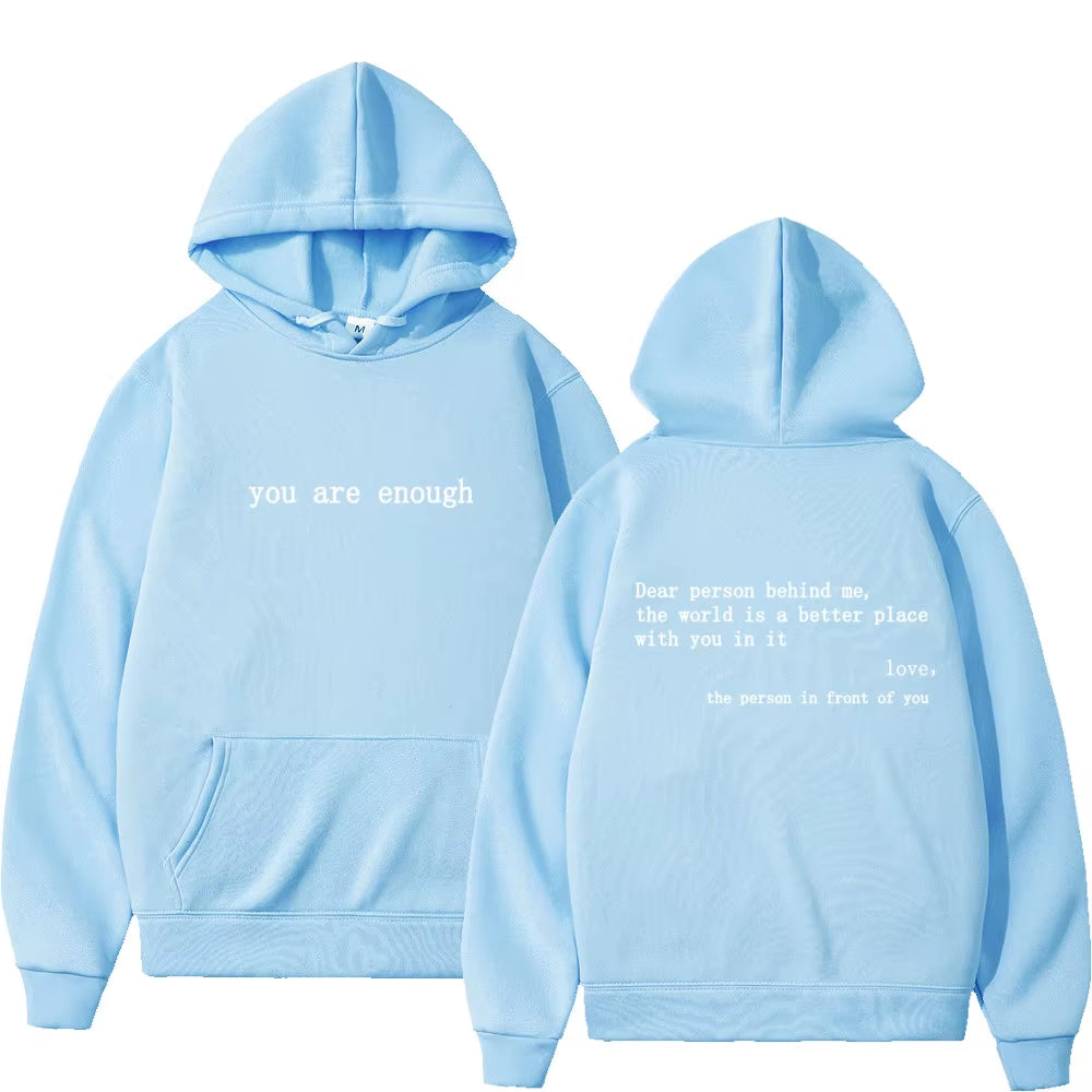 Dear Person behind Me Mens Hoodie with Kangaroo Pocket Pullover Vintage Women Hoodie with Words on Back Unisex Trendy Hoodies