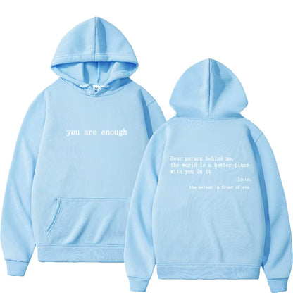 Dear Person behind Me Mens Hoodie with Kangaroo Pocket Pullover Vintage Women Hoodie with Words on Back Unisex Trendy Hoodies