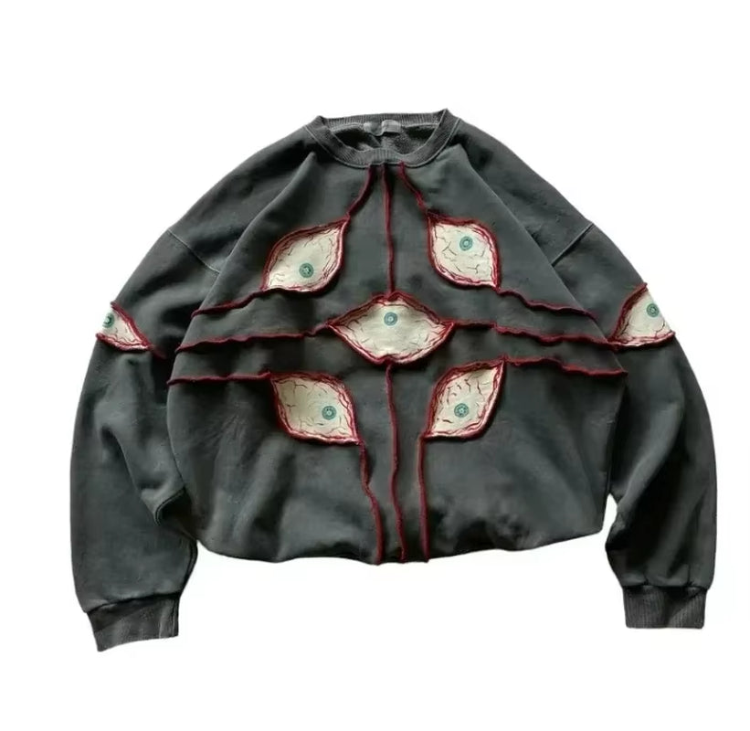 Y2K Men Women Retro Harajuku Punk Casual Splicing Sweatshirt New Fashion Street Design Fake Two Piece Hip Hop Loose Long Sleeves