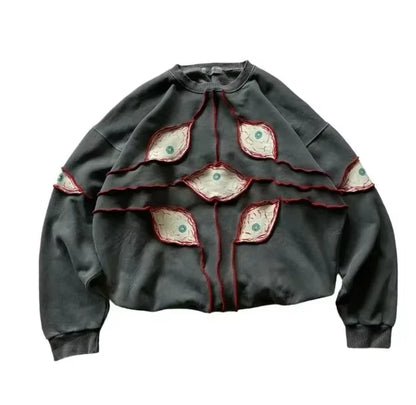 Y2K Men Women Retro Harajuku Punk Casual Splicing Sweatshirt New Fashion Street Design Fake Two Piece Hip Hop Loose Long Sleeves