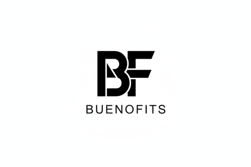 make a good but simple logo for a clothing brand named Buenofits with the initials 